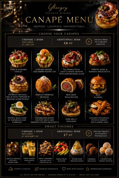 Chef Jessica A's luxury canapé reception menu image