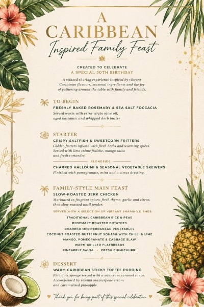 Chef Jessica A's Carribean family feast menu image