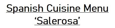 Chef Pablo M's Spanish 'Salerosa' Menu menu image
